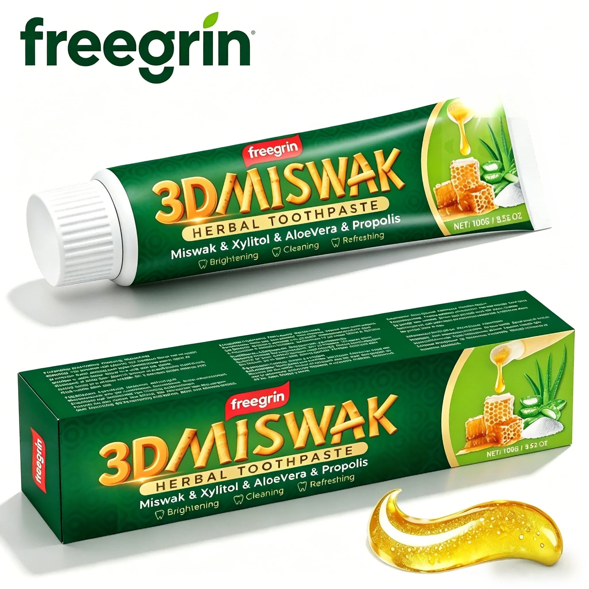 Photo of a natural whitening toothpaste, oral care.